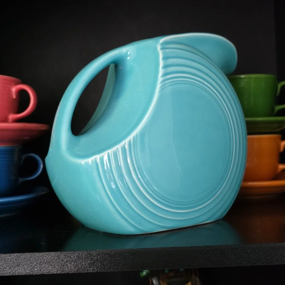 Vintage Fiesta Turquoise Disc Pitcher‎ Large Circa 1938-1969 Homer Laughlin USA